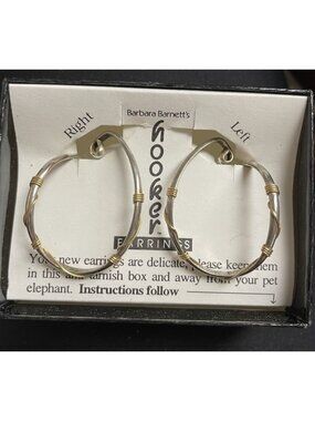 Vintage BARBARA BARNETT Sterling Silver Wire Wrapped Hoop HOOKER Earrings Signed
